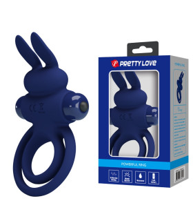Эрекционное виброкольцо Pretty Love Ring III с ушками, синее, 9.7 х 5.6 см - No Taboo