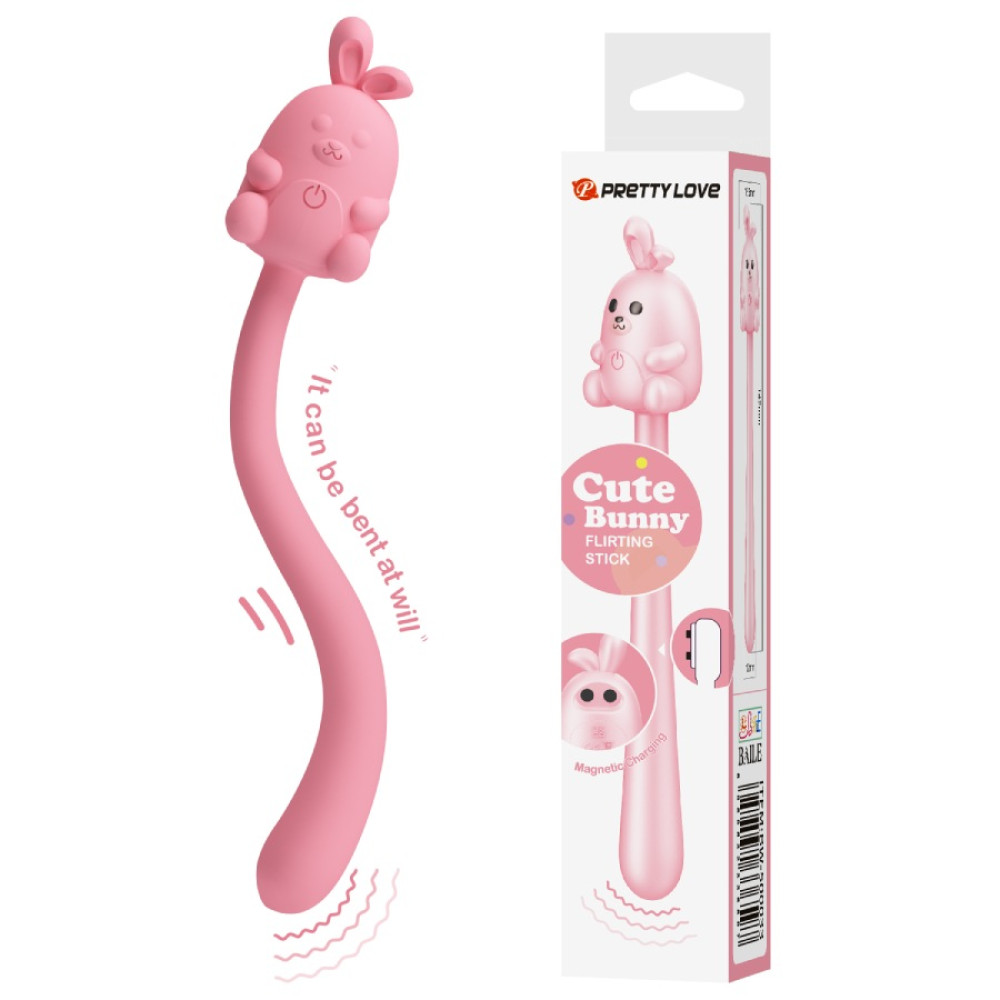 Минивибратор на палочке Pretty Love Cute Bunny гибкий, розовый, 14.2 х 1.8 см фото №0 — секс игрушки: Украина, NO TABOO