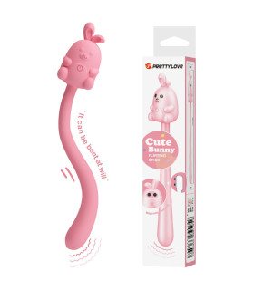 Минивибратор на палочке Pretty Love Cute Bunny гибкий, розовый, 14.2 х 1.8 см - No Taboo