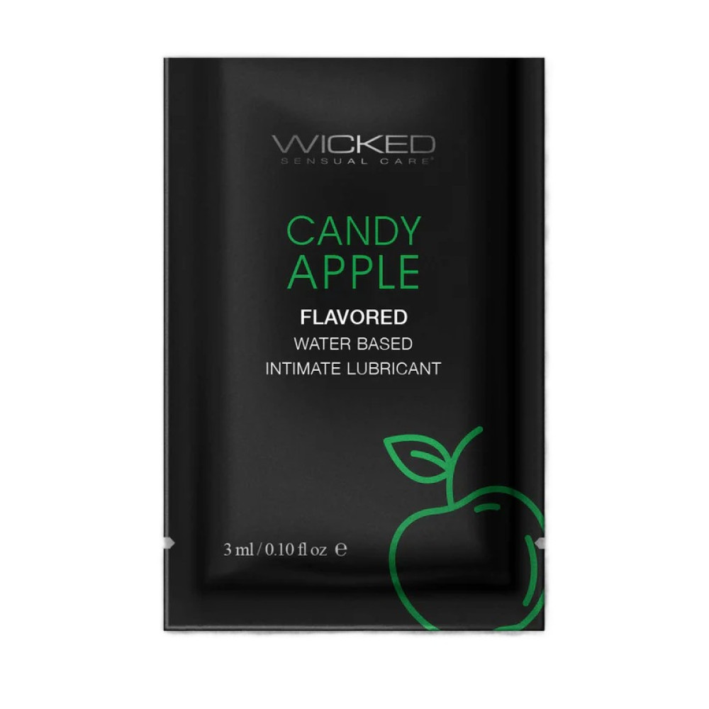 Пробник Лубрикант съедобный на водной основе Wicked со вкусом яблочного леденца, 3 мл (338117)