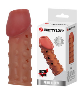 Насадка на пеніс Pretty Love рельєфна, з пупирками, бежева, 19.8 х 2.8 см - No Taboo
