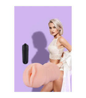 Мастурбатор-влагалище Dreamtoys The Girl Next Door с вибрацией, бежевый, 13,5 х 6 см - No Taboo