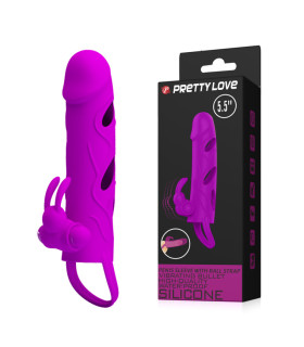 Насадка на пенис Pretty Love со стимулятором клитора, фиолетовая, 14 х 3.3 см - No Taboo