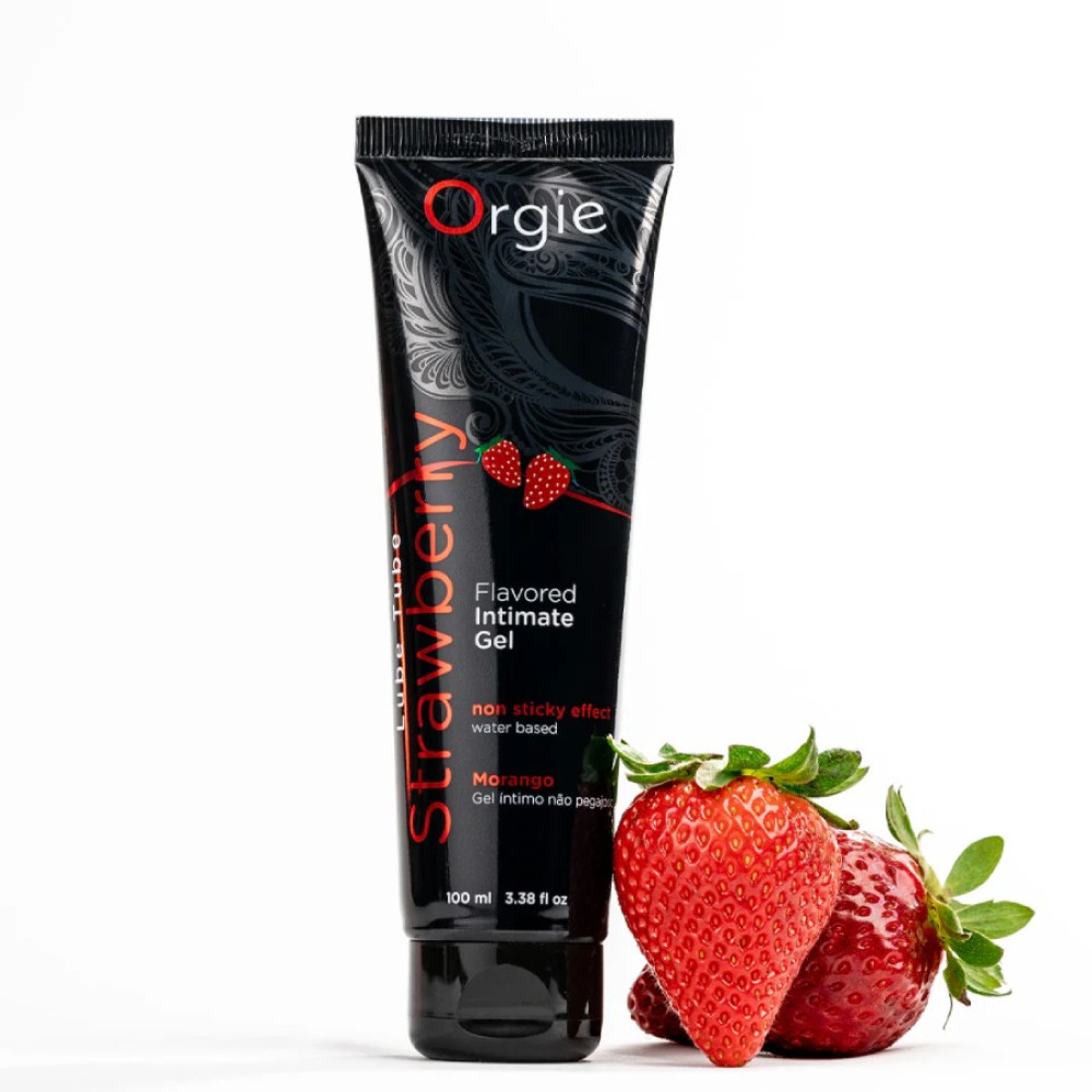 Съедобный лубрикант Orgie Lube Tube со вкусом клубники, 100 мл, фото №2 — секс шоп Украина, NO TABOO