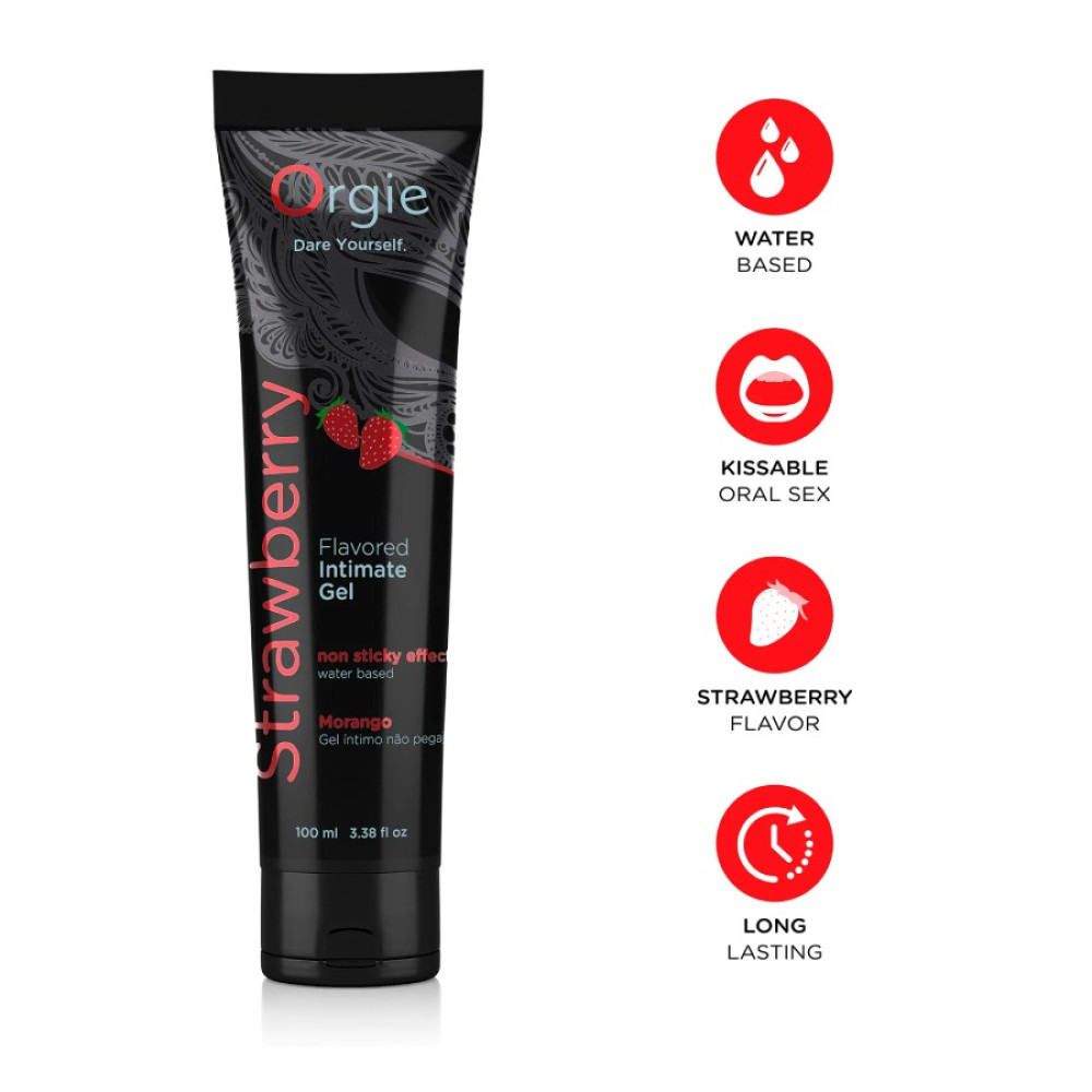 Съедобный лубрикант Orgie Lube Tube со вкусом клубники, 100 мл, фото №0 — секс шоп Украина, NO TABOO