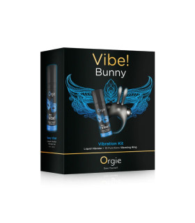 Набор Orgie Vibe! Bunny эрекционное виброкольцо и жидкий вибратор, черный - No Taboo