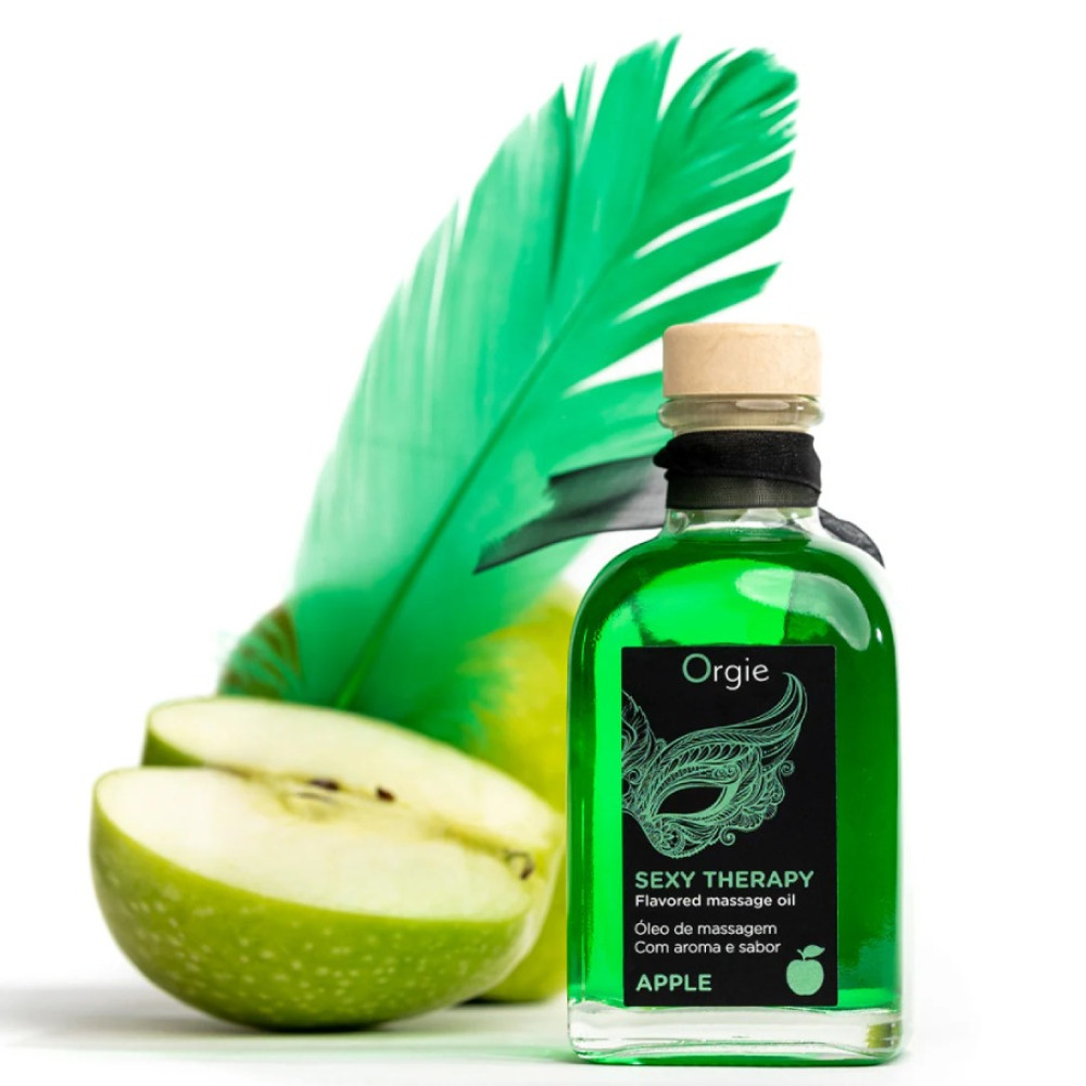 Масло для массажа съедобное Orgie Sexy Therapy со вкусом яблока, 100 мл, фото №2 — секс шоп Украина, NO TABOO