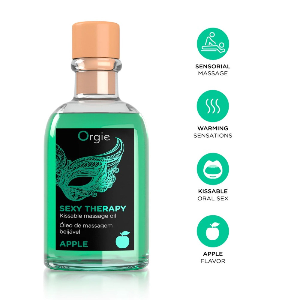 Масло для массажа съедобное Orgie Sexy Therapy со вкусом яблока, 100 мл, фото №0 — секс шоп Украина, NO TABOO