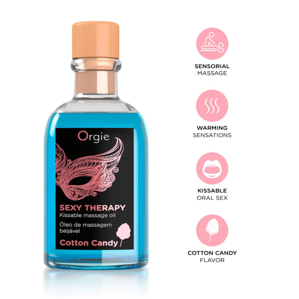 Масляное массажное масло съедобное Orgie Sexy Therapy со вкусом сахарной ваты, 100 мл, фото №0 — секс шоп Украина, NO TABOO