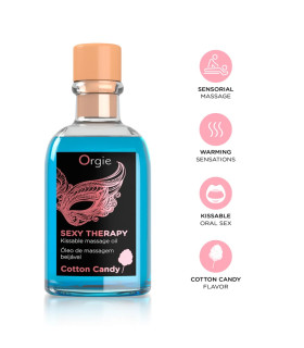 Масляное массажное масло съедобное Orgie Sexy Therapy со вкусом сахарной ваты, 100 мл - No Taboo