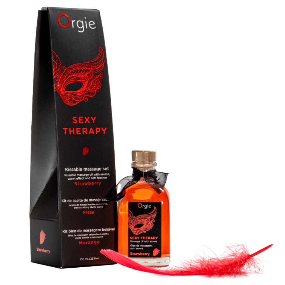 Масло для массажа съедобное Orgie Sexy Therapy со вкусом клубники, 100 мл, фото №3 — секс шоп Украина, NO TABOO