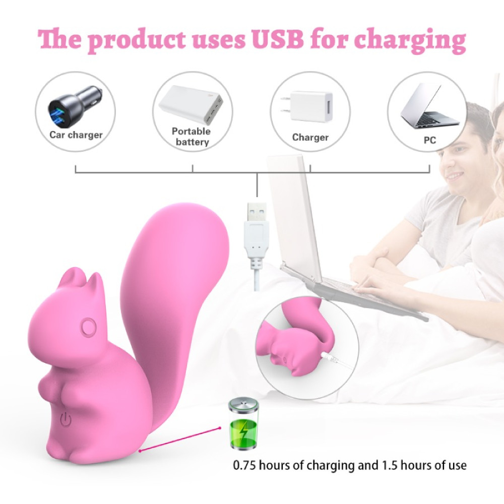 Минивибратор для клитора Every Night Toys Debbie в форме белочки, розовый, 7.2 х 3 см фото №4 — секс игрушки: Украина, NO TABOO