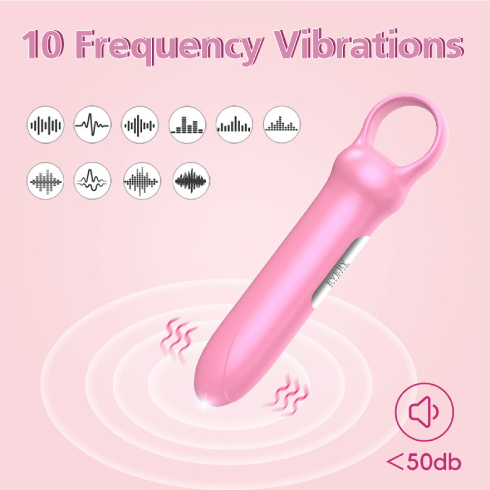 Мини-вибратор Every Night Toys Merry с кольцом, светло-розовый, 12.6 х 2.2 см фото №3 — секс игрушки: Украина, NO TABOO