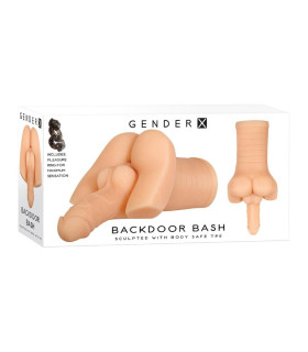 Мастурбатор-анус с фалоимитатором Evolved Gender X с виброкольцом, бежевый - No Taboo