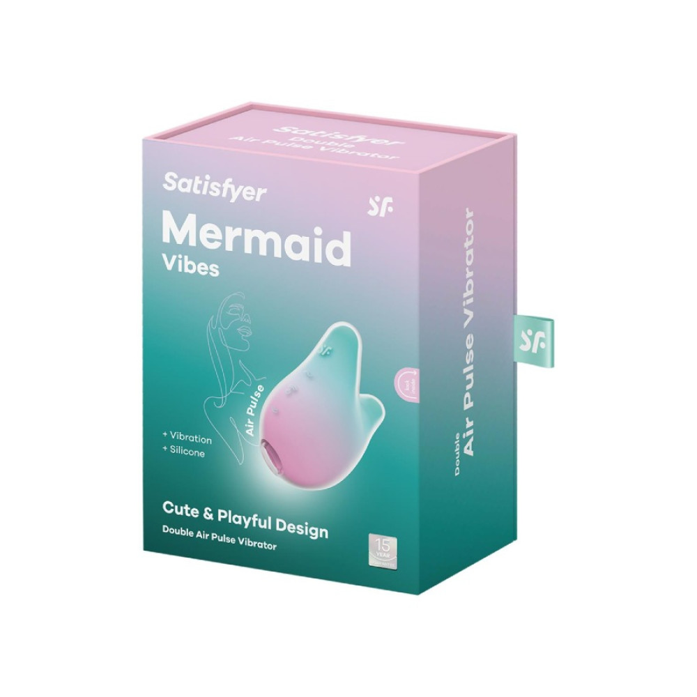 Вакуумный стимулятор Satisfyer Mermaid Vibes с вибрацией, розово-зеленый, 9,5 х 1,5 см фото №2 — секс игрушки: Украина, NO TABOO