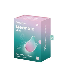 Вакуумный стимулятор Satisfyer Mermaid Vibes с вибрацией, розово-зеленый, 9,5 х 1,5 см - No Taboo
