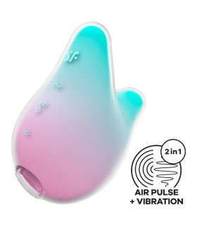 Вакуумный стимулятор Satisfyer Mermaid Vibes с вибрацией, розово-зеленый, 9,5 х 1,5 см - No Taboo