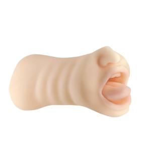 Мастурбатор двусторонний NS Novelties Harley рот и вагина, бежевый, 19 х 4.5 см - No Taboo