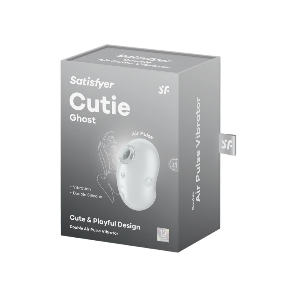 Вакуумный стимулятор Satisfyer Cutie Ghost с вибрацией, белый, 9,1 х 5,5 см фото №2 — секс игрушки: Украина, NO TABOO
