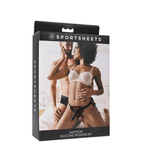 Страпон Sportsheets Saffron на ремнях, черный, 12.7 см - No Taboo