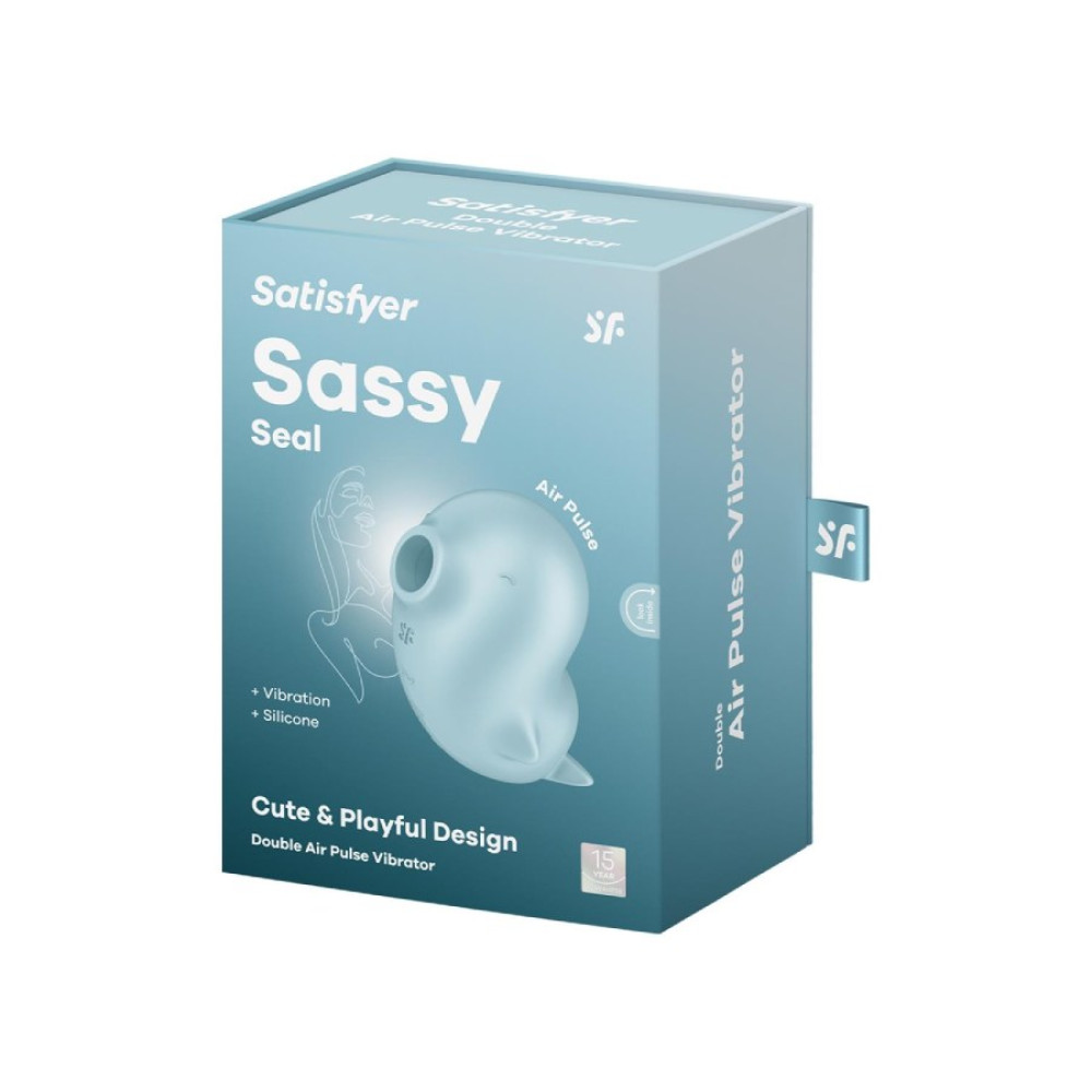 Вакуумный стимулятор Satisfyer Sassy Seal с вибрацией, голубой, 9.5 х 9.5 см фото №2 — секс игрушки: Украина, NO TABOO