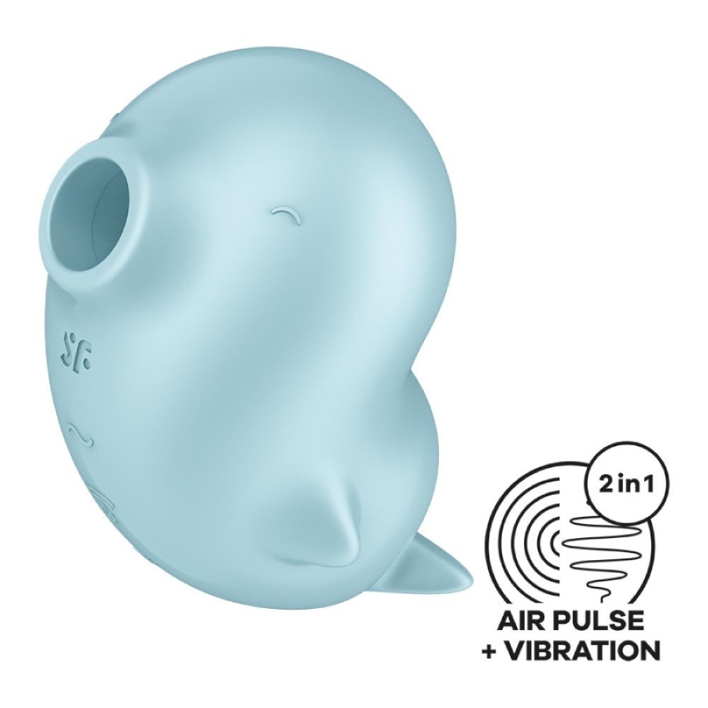 Вакуумный стимулятор Satisfyer Sassy Seal с вибрацией, голубой, 9.5 х 9.5 см фото №0 — секс игрушки: Украина, NO TABOO