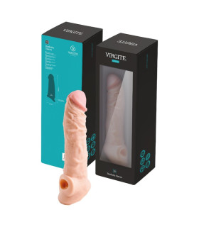 Насадка на пенис Virgite S8 реалистичная, бежевая, 19.8 х 4 см - No Taboo