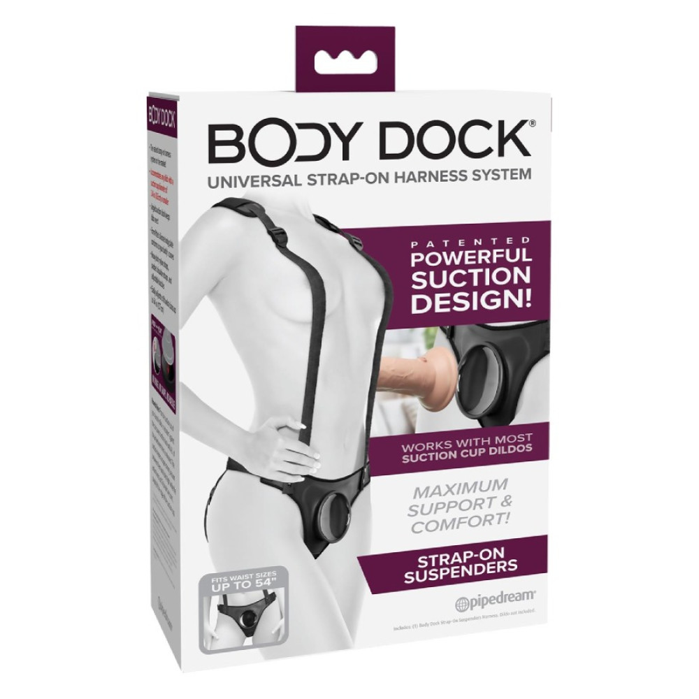 Трусики для страпона Pipedream Body Dock с подтяжками, черные фото №0 — секс игрушки: Украина, NO TABOO