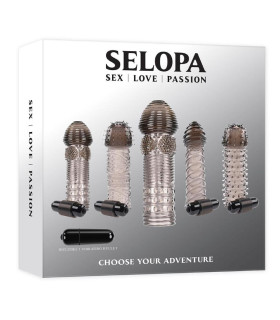 Набор насадок на пенис Evolved Selopa с вибропулей, прозрачные, 5 шт - No Taboo