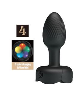 Анальный вибратор Pretty Love Olman с LED-подсветкой, черный, 8.8 х 3 см - No Taboo