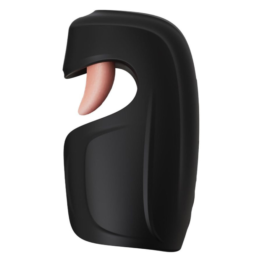 Мастурбатор с вибрацией Blush M for Men со стимулирующим язычком, черный, 14.6 х 6.4 см фото №4 — секс игрушки: Украина, NO TABOO