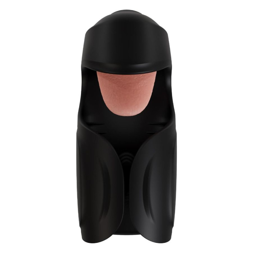 Мастурбатор с вибрацией Blush M for Men со стимулирующим язычком, черный, 14.6 х 6.4 см фото №5 — секс игрушки: Украина, NO TABOO