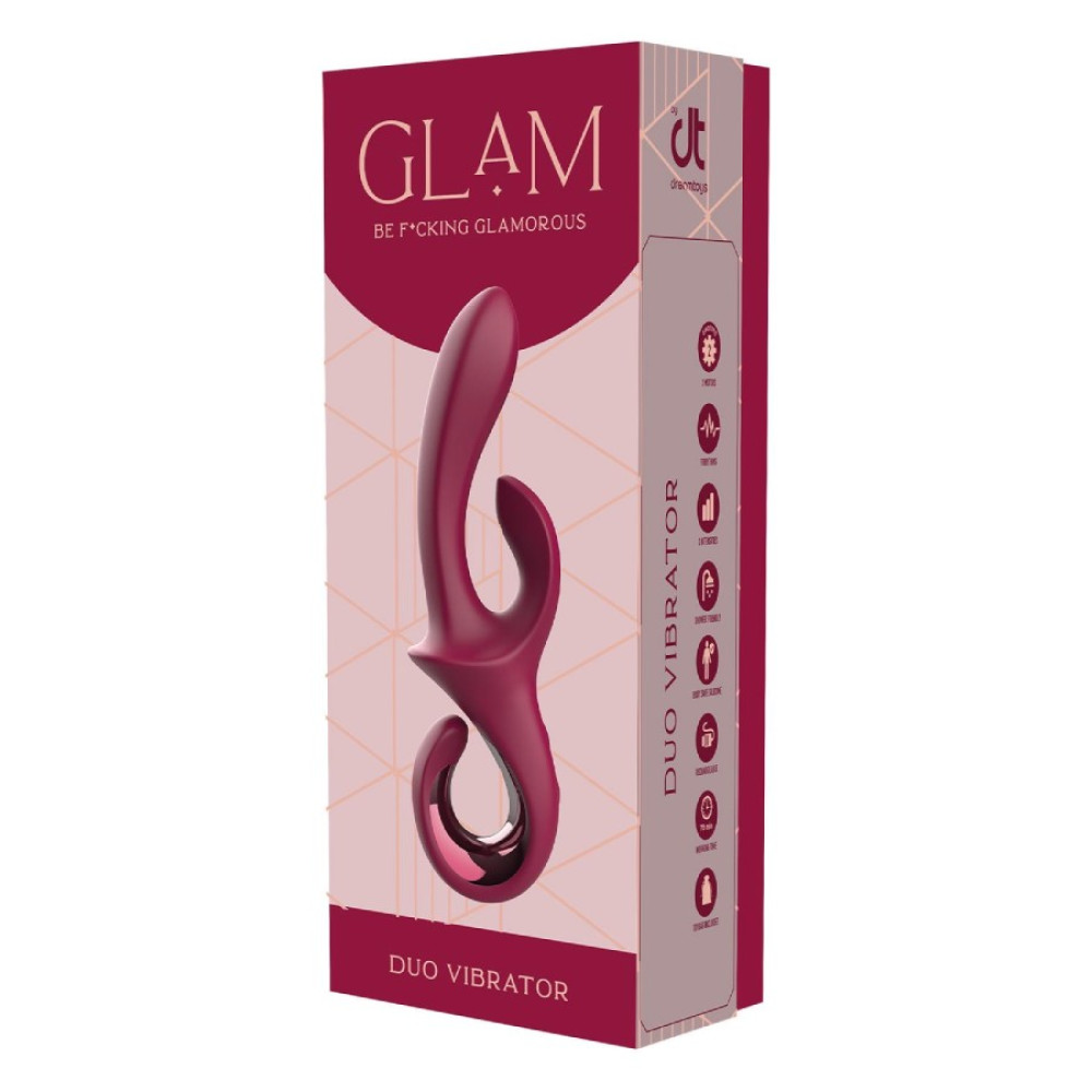 Вибратор-кролик Dreamtoys Glam с ручкой-крючком, бордовый, 22,7 х 4,2 см фото №2 — секс игрушки: Украина, NO TABOO