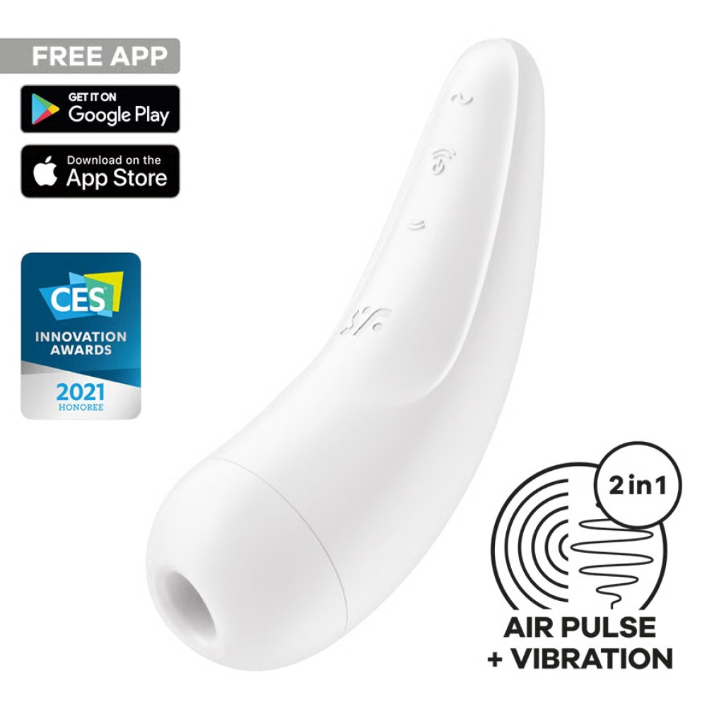 Вакуумный стимулятор Satisfyer Curvy 2 с вибрацией и приложением, белый, 13.4 х 4.5 см фото №0 — секс игрушки: Украина, NO TABOO