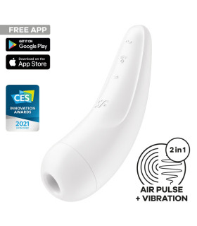 Вакуумный стимулятор Satisfyer Curvy 2 с вибрацией и приложением, белый, 13.4 х 4.5 см - No Taboo
