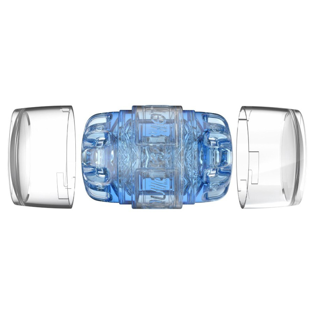 Мастурбатор двусторонний Fleshlight Quickshot Turbo кибер-кожа, голубой, 11.2 х 6.5 см фото №5 — секс игрушки: Украина, NO TABOO