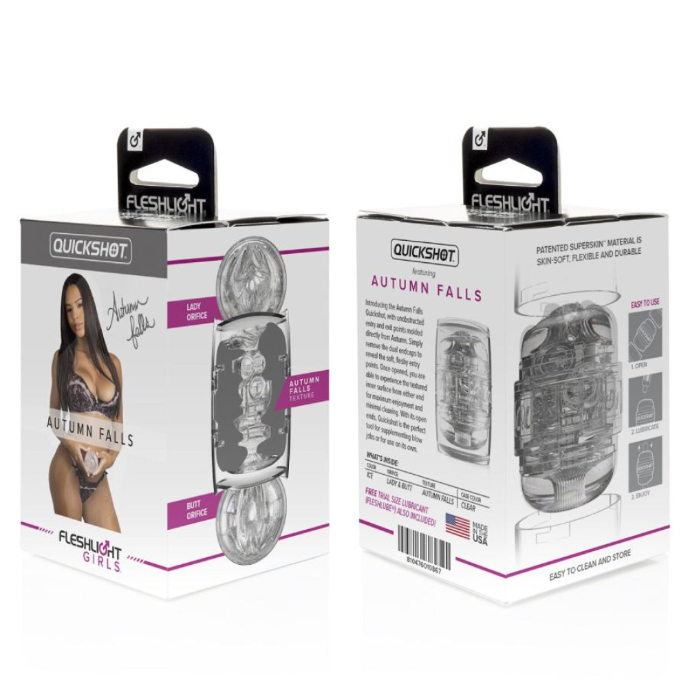 Мастурбатор вагина и анус Fleshlight Quickshot Autumn Falls киберкожа, прозрачный, 11.2 х 6.5 см фото №2 — секс игрушки: Украина, NO TABOO