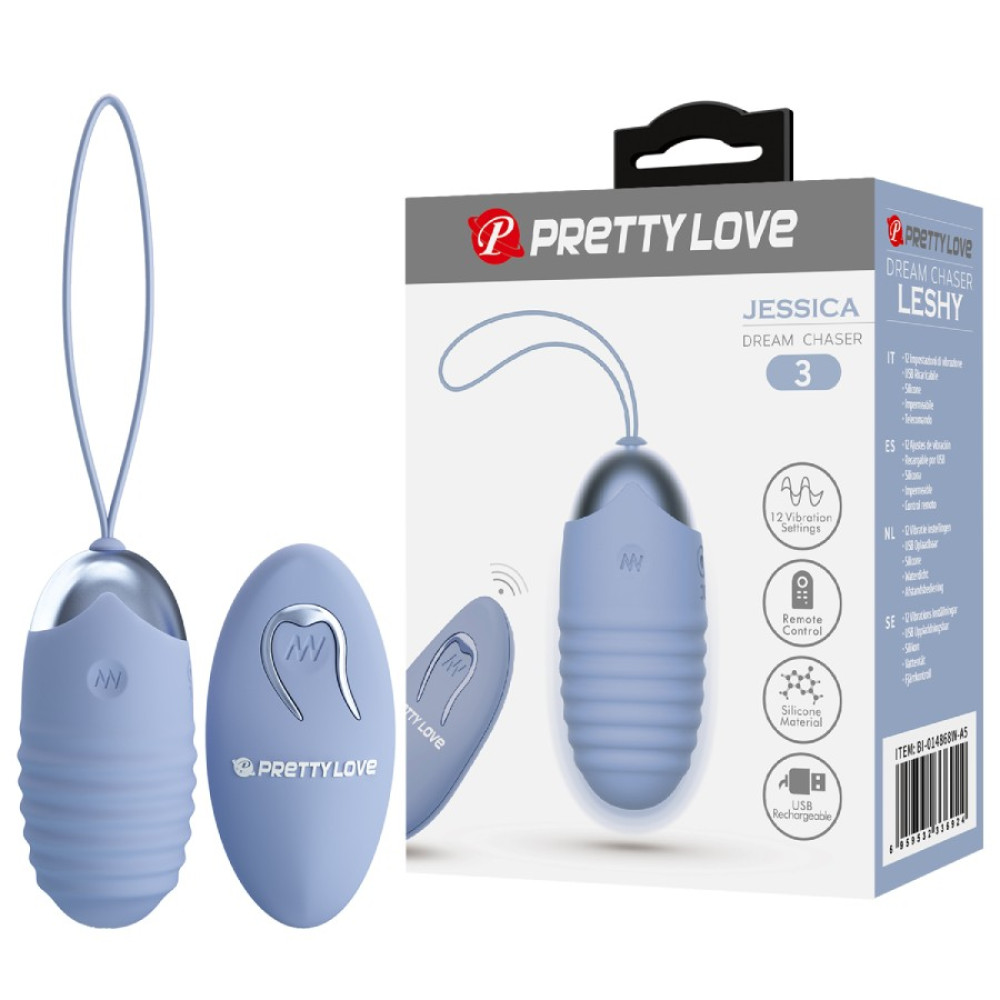 Виброяйцо Pretty Love Jessica с пультом, голубое, 7.2 х 3.3 см фото №0 — секс игрушки: Украина, NO TABOO