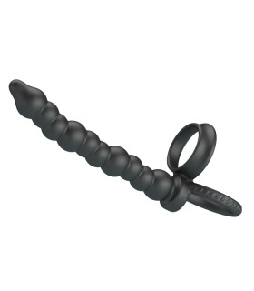 Кольцо-насадка Pretty Love Dillion для двойного проникновения, чёрное, 19 х 2.2 см - No Taboo