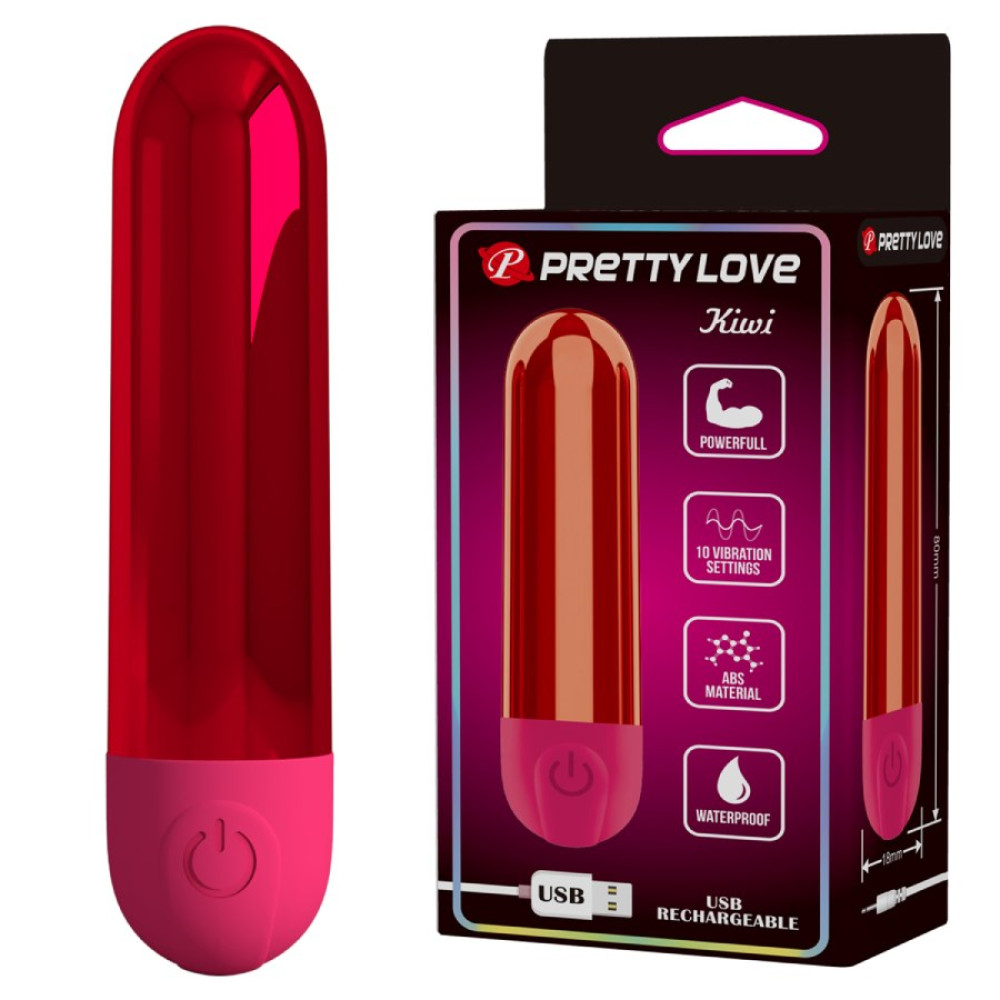 Вибропуля Pretty Love Kiwi красная, 8 х 1.8 см фото №0 — секс игрушки: Украина, NO TABOO