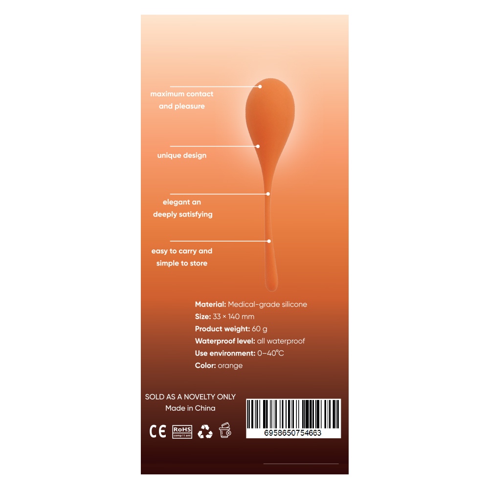 Тренажер Кегеля Sweet Em Kegel Ball с хвостиком, оранжевый, 60 г, 14 х 3.3 см фото №3 — секс игрушки: Украина, NO TABOO