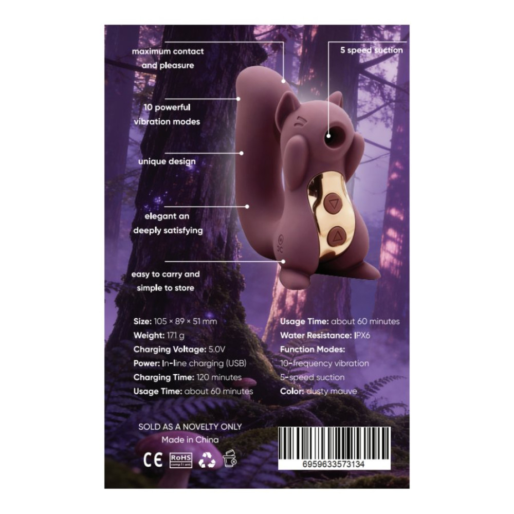 Вакуумный стимулятор клитора Sweet Em Sneaky Squirrel фиолетовый, с вибрацией, 10.5 х 8.9 см фото №3 — секс игрушки: Украина, NO TABOO