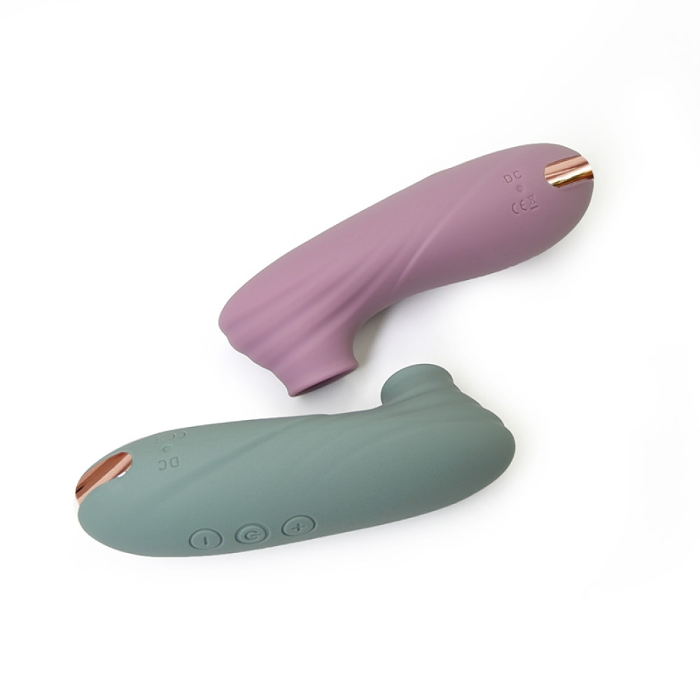 Вибратор для клитора Sweet Em Air Kiss с вакуумной стимуляцией, серо-голубой, 11 х 3.8 см фото №5 — секс игрушки: Украина, NO TABOO