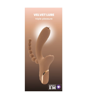 Вибратор-кролик с вакуумом Sweet Em Triple Pleasure с анальным стимулятором, коричневый, 22.1 х 4.2 см - No Taboo