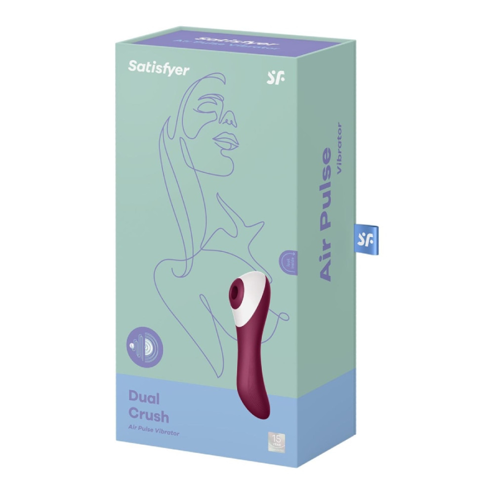 Вакуумный стимулятор клитора Satisfyer Dual Crush с вибрацией, бордовый, 17 х 5.5 см фото №2 — секс игрушки: Украина, NO TABOO