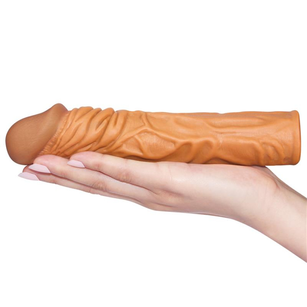 Удлиняющая насадка на пенис Lovetoy Pleasure X-Tender реалистичная, бежевая, 17 х 3.9 см фото №4 — секс игрушки: Украина, NO TABOO