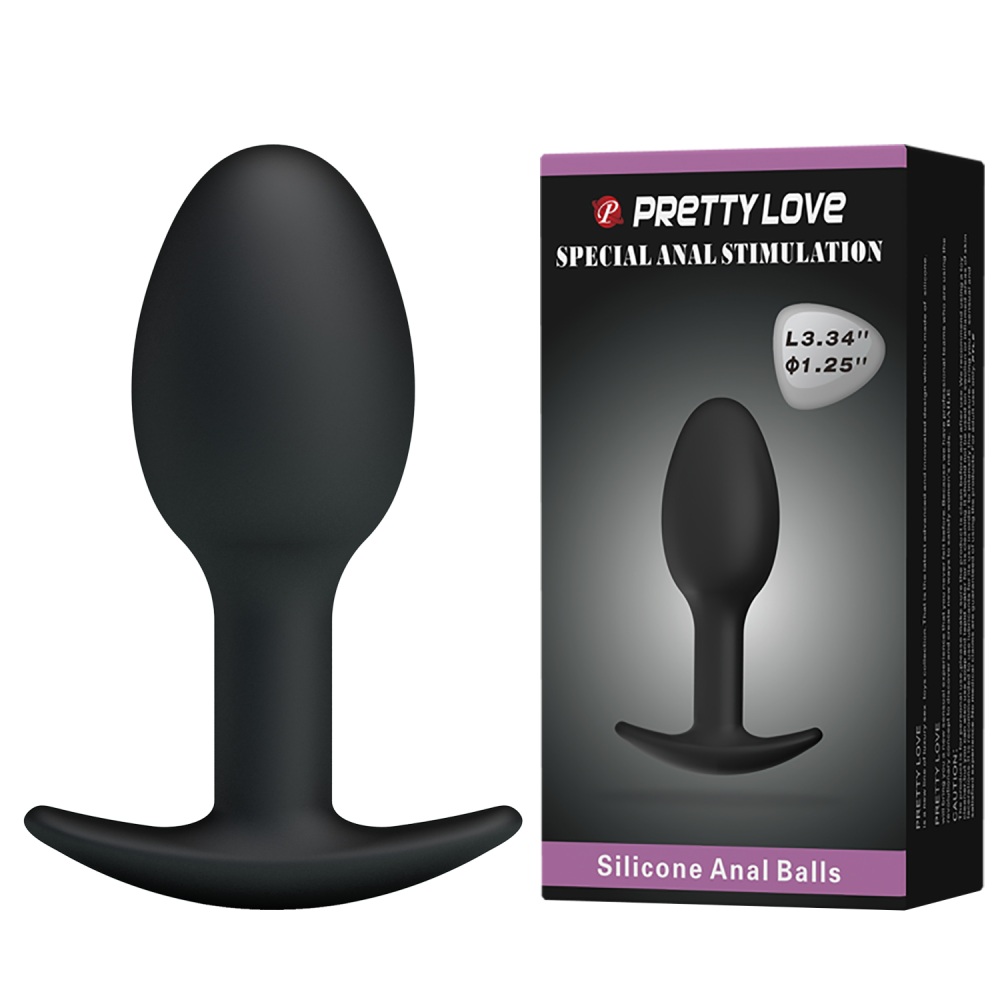 Анальная пробка Pretty Love Heavy Balls силиконовая, чёрная, 8.4 х 3.2 см фото №0 — секс игрушки: Украина, NO TABOO