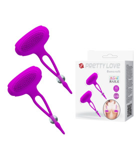 Вібростимулятори для сосків Pretty Love Bancroft, рельєфні, фіолетові, 9 х 5 см - No Taboo