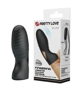 Вибронасадка на палец Pretty Love Alan рельефная, чёрная, 10 х 3 см - No Taboo