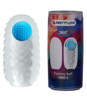 Мастурбатор в банке Pretty Love Venus-X с голубым шариком, белый, 14 × 6,5 см - No Taboo